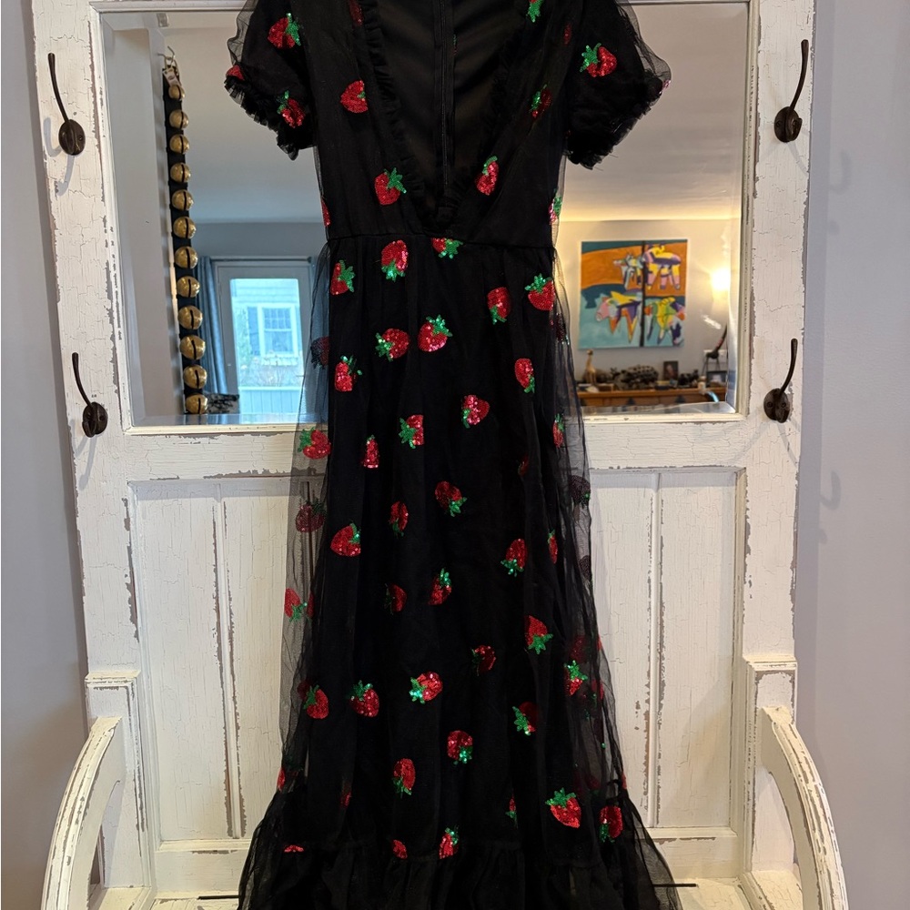 Elegant Black Floral Embroidered Dress